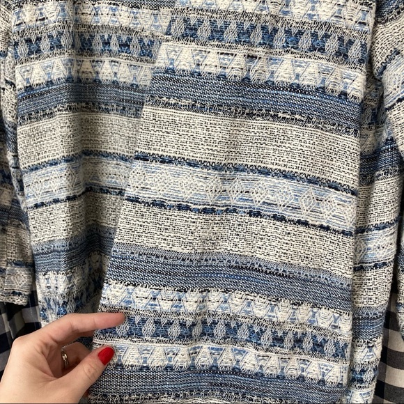 H&M Blue & White Jacquard Open Front Longline Jacket - Picture 3 of 5